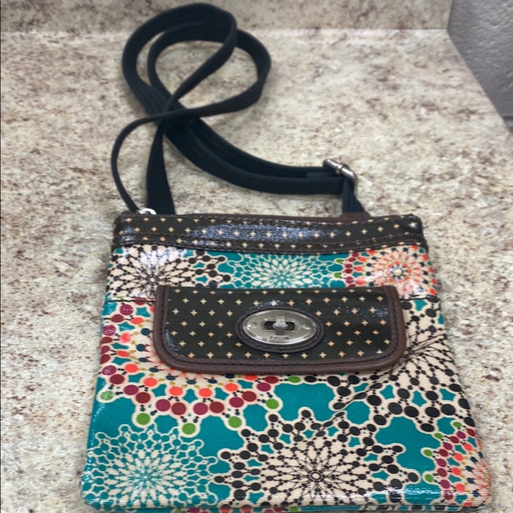 Fossil Multi Color Print Crossbody Bag - image 1
